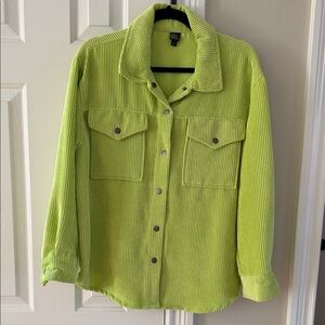 Wild Fable Women's Lime Green Corduroy Jacket Shacket Sz S